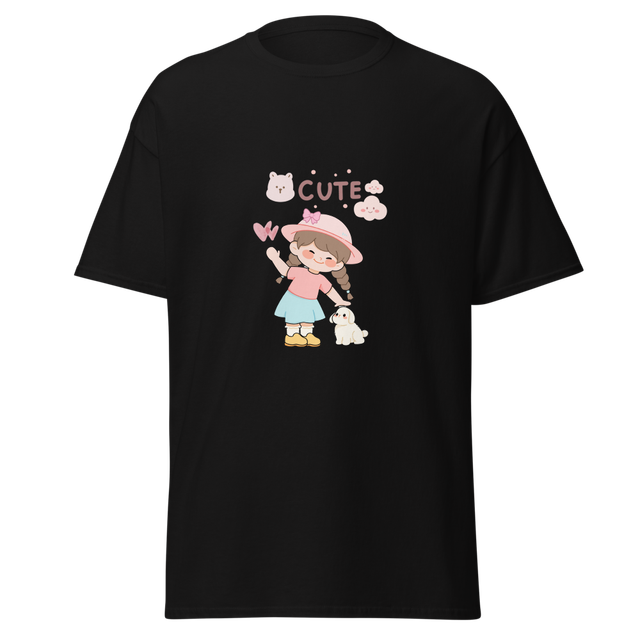 Cute Kawaii Girl & Puppy – Pastel Aesthetic Cartoo