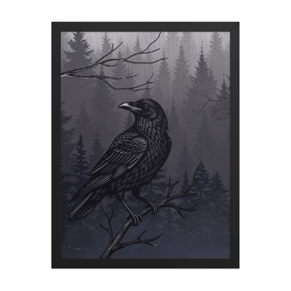 Raven in the Forest Framed Poster