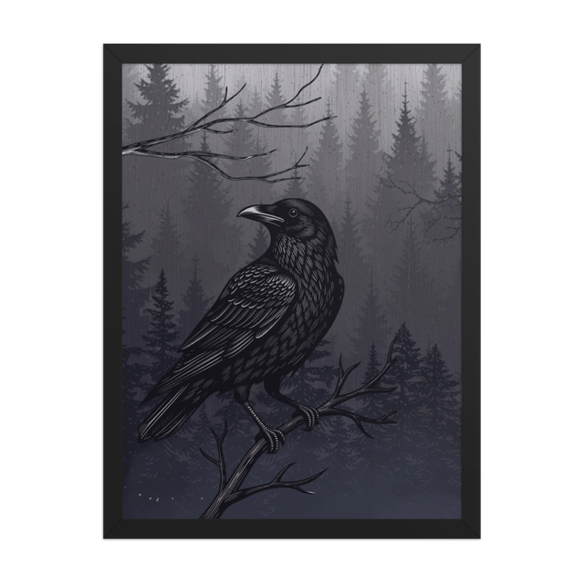 Raven in the Forest Framed Poster
