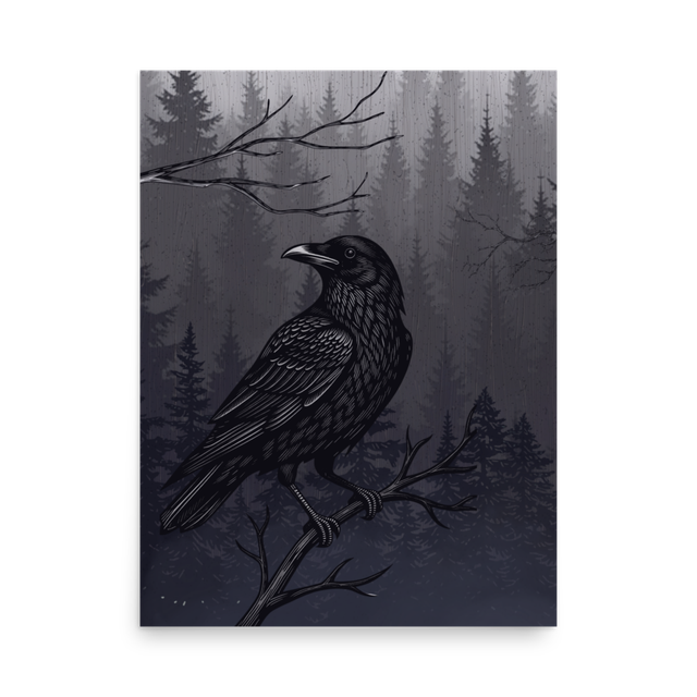 Raven in the Forest Poster