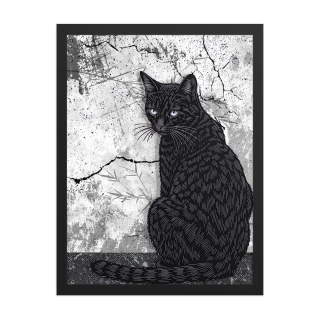 Black Cat without "Mischief" Framed Poster