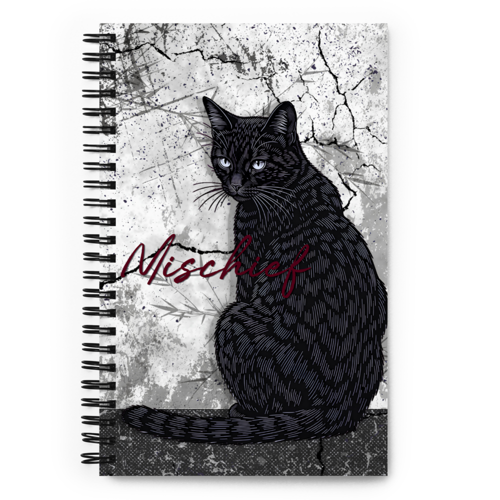 Black Cat with Mischief Spiral Notebook