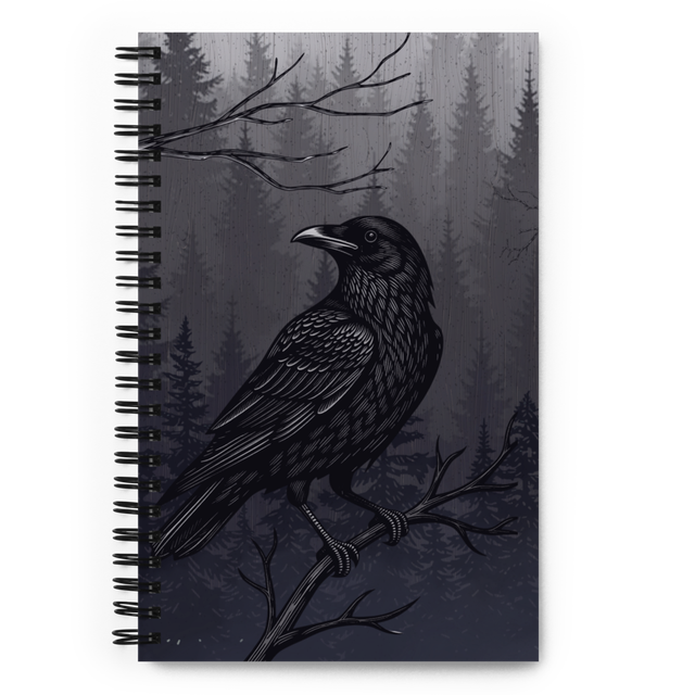 Raven in the Forest Spiral Notebook