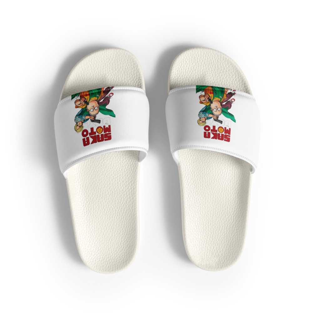 These white custom women's slides feature a playfu