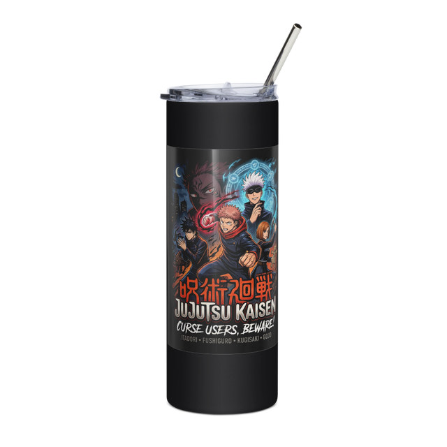Jujutsu Kaisen Sleek Black Metal Tumbler