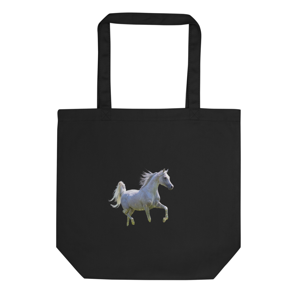 Black Eco Tote Bag with Unicorn Graphic Print