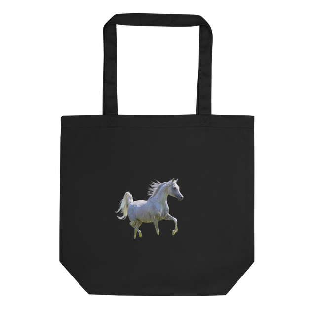 Black Eco Tote Bag with Unicorn Graphic Print