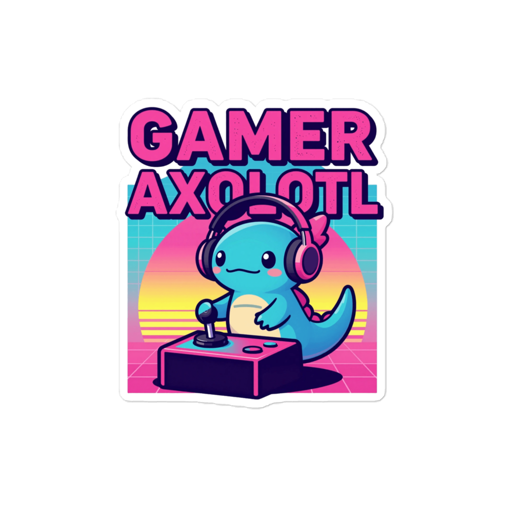 80s Retro Synthwave Gamer Axolotl Gaming Apparel