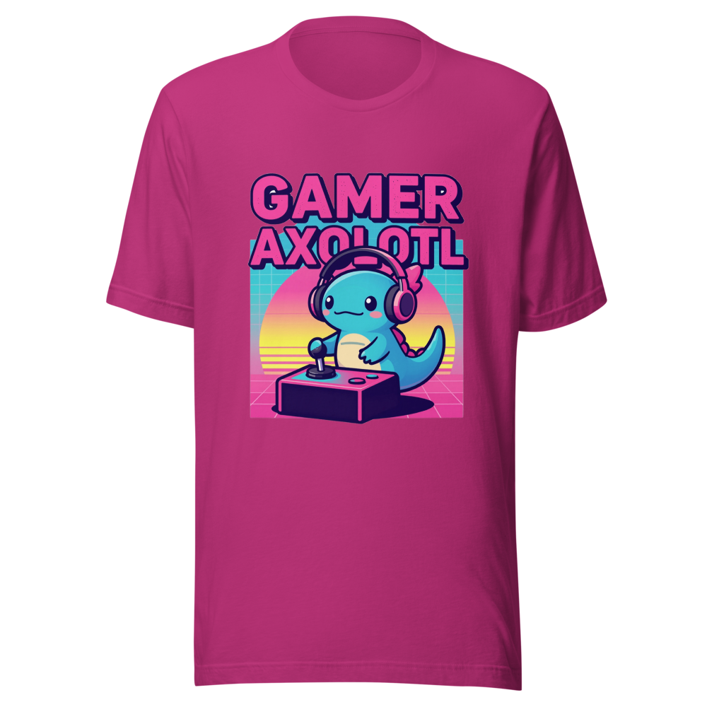80s Retro Synthwave Gamer Axolotl Gaming Apparel
