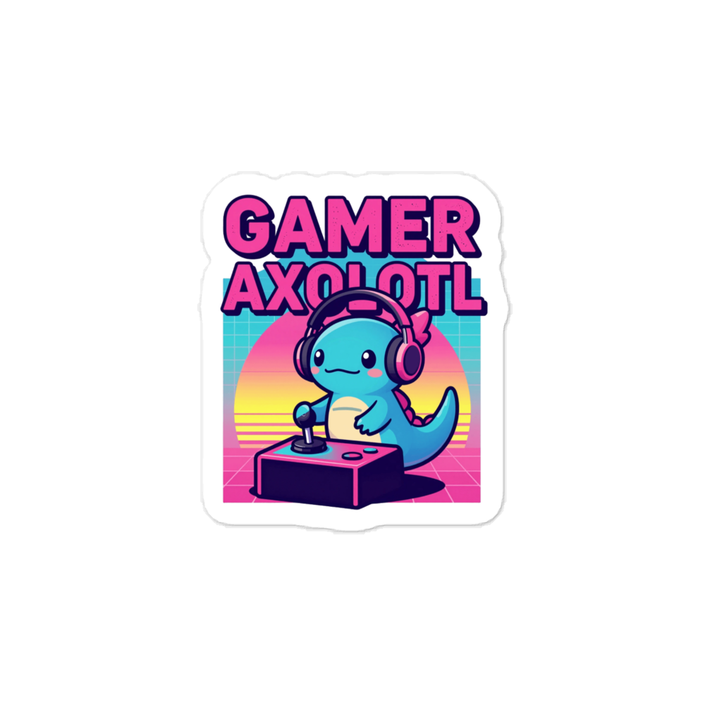 80s Retro Synthwave Gamer Axolotl Gaming Apparel