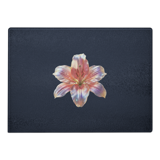 Elegant Lily Flower Tempered Glass Cutting Board