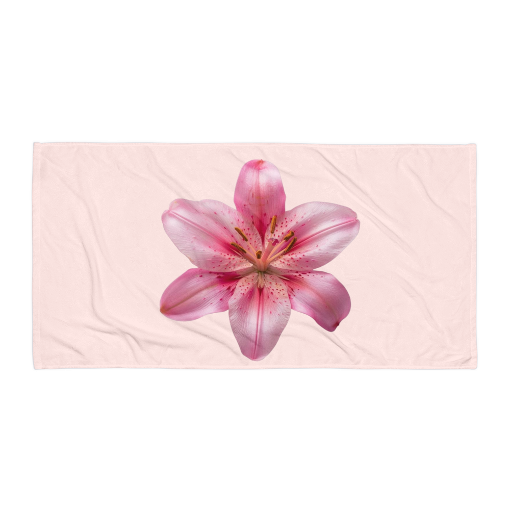Premium Pink Lily Quick-Dry Beach Towel