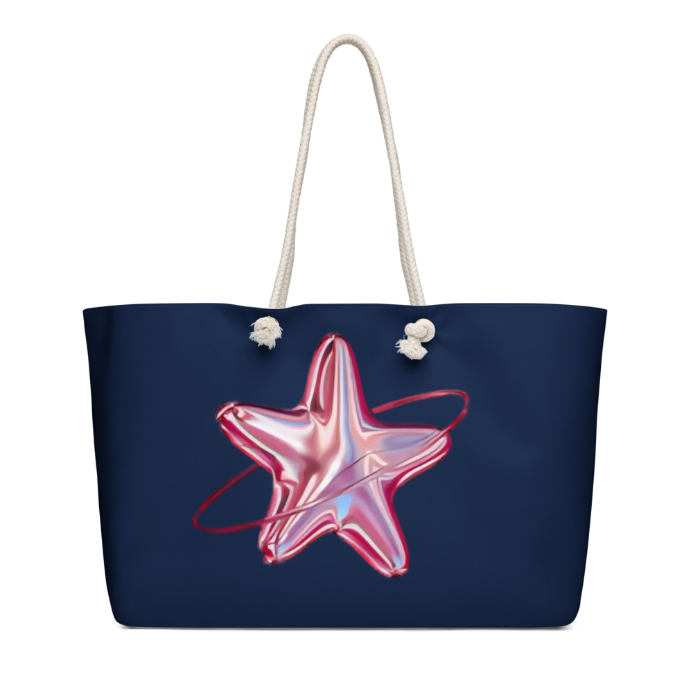 Minimalist Pink Star Dark Navy Tote Bag