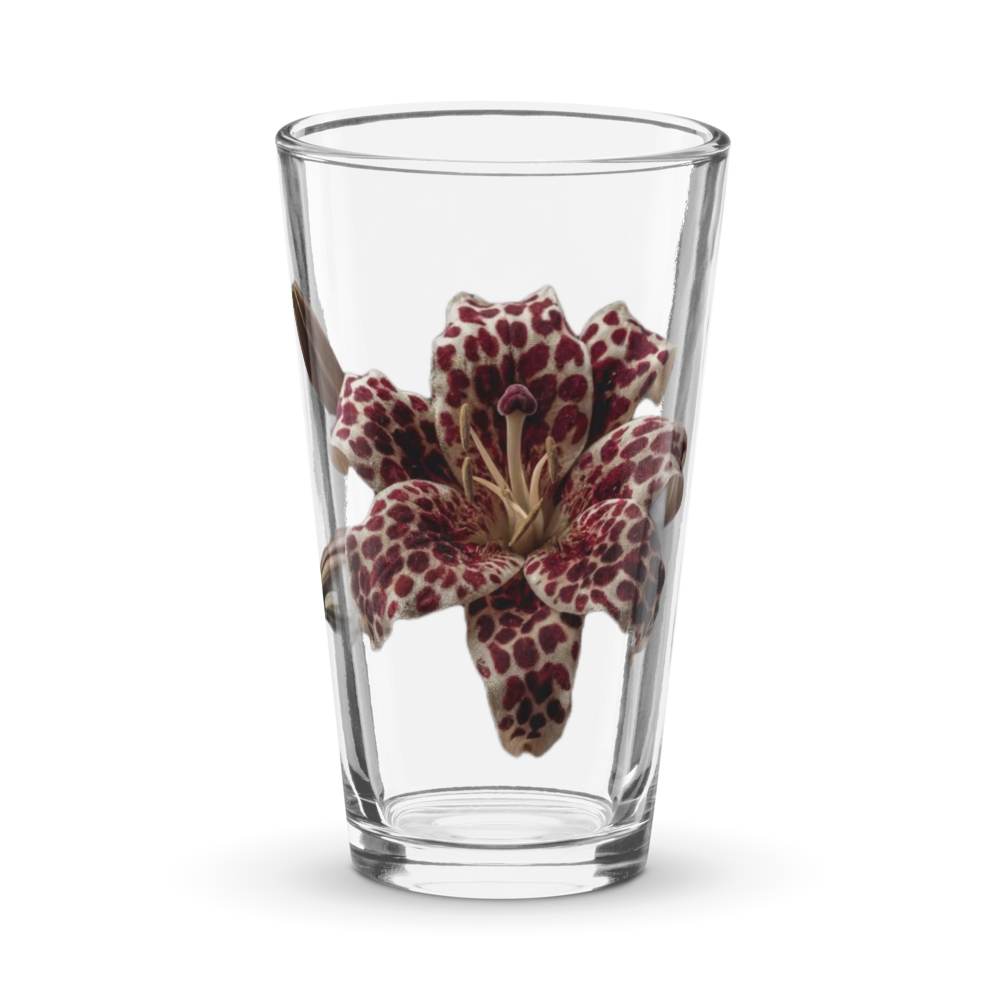 Leopard Lily Print Shaker Pint Glass