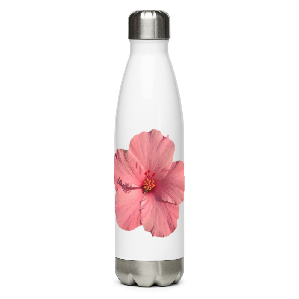 Pink Flower Pattern Water Bottle Mug