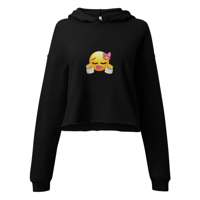 Trendy Girly Emoji Cropped Hoodie