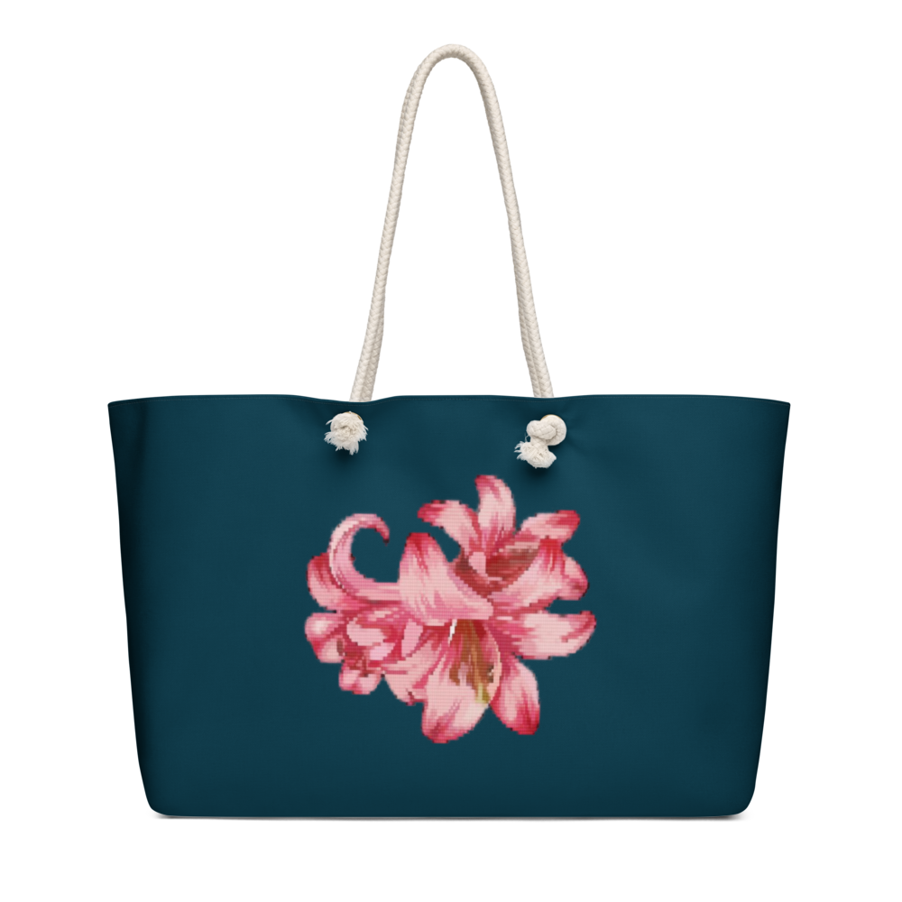 Floral Print Canvas Beach Tote Bag