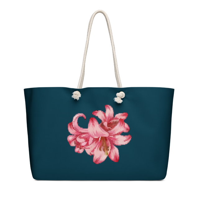 Floral Print Canvas Beach Tote Bag