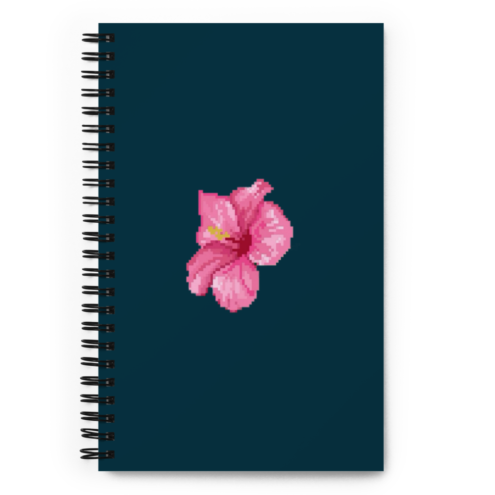  Flower Pattern Black Spiral Notebook