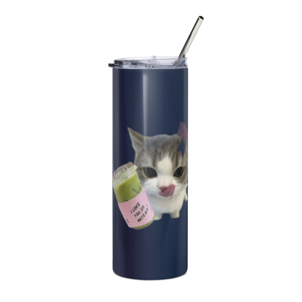 Cute Cat with Drink Stainless Steel Tumbler