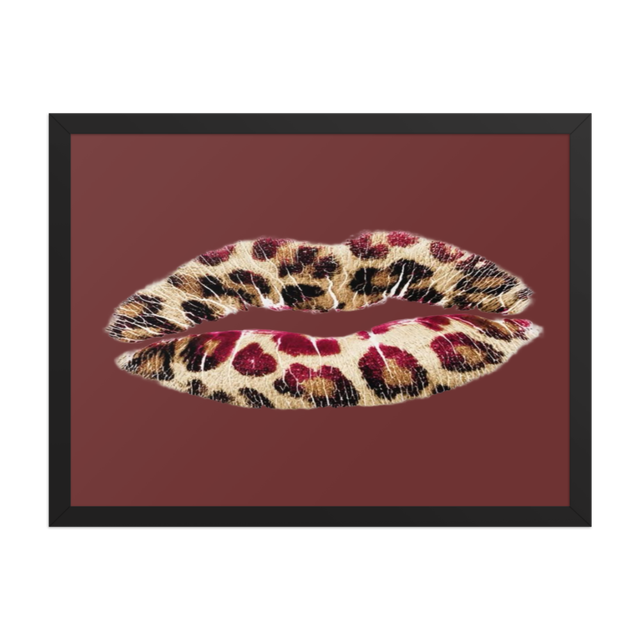 Trendy Leopard Lip Aesthetic Framed Wall Art