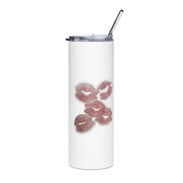 Floral Lip Print Stainless Steel Tumbler