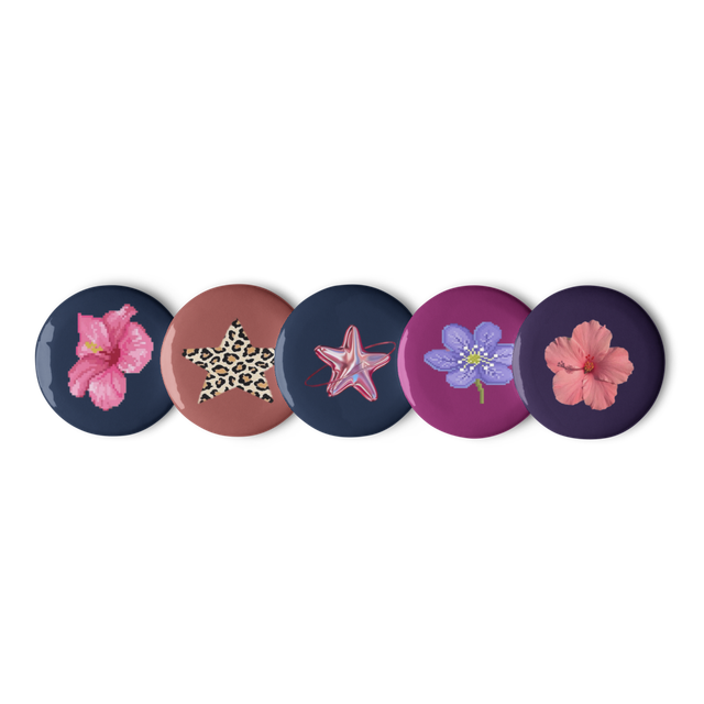 Colorful Star Pattern Pinback Button Set