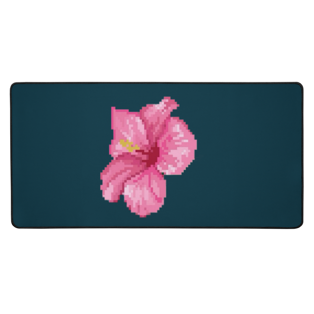 Vibrant Pink Hibiscus Floral Desk Mat