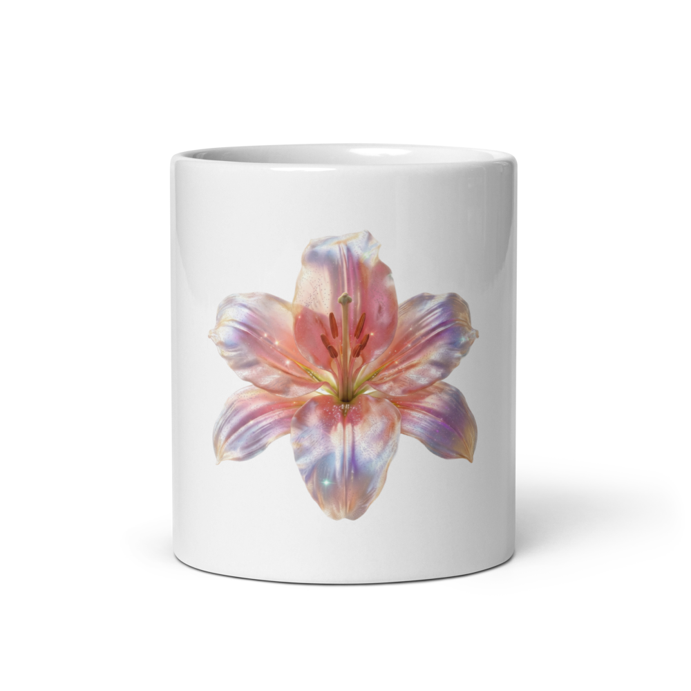 Floral Hibiscus Print White Glossy Mug