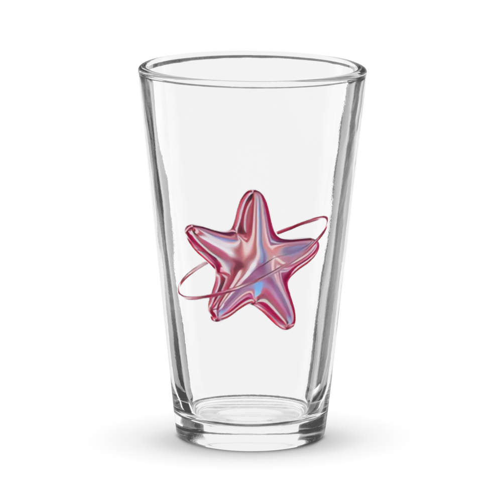 Minimalist Pink Star Clear Drinking Glass