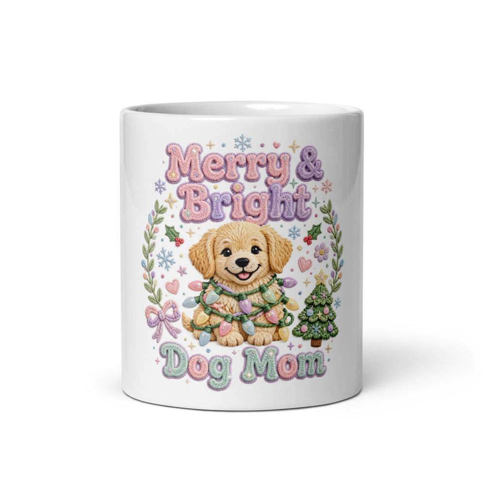 Merry & Bright Dog Mom Golden Retriever Christmas 