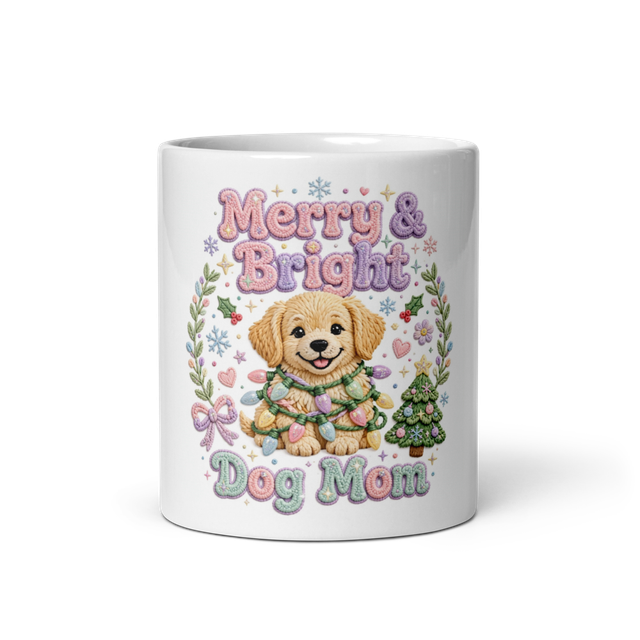 Merry & Bright Dog Mom Golden Retriever Christmas