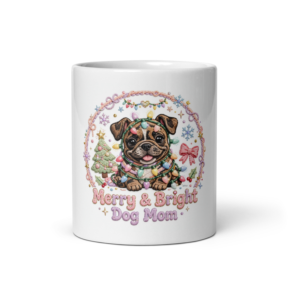 Merry & Bright Dog Mom Mug - Funny French Bulldog 