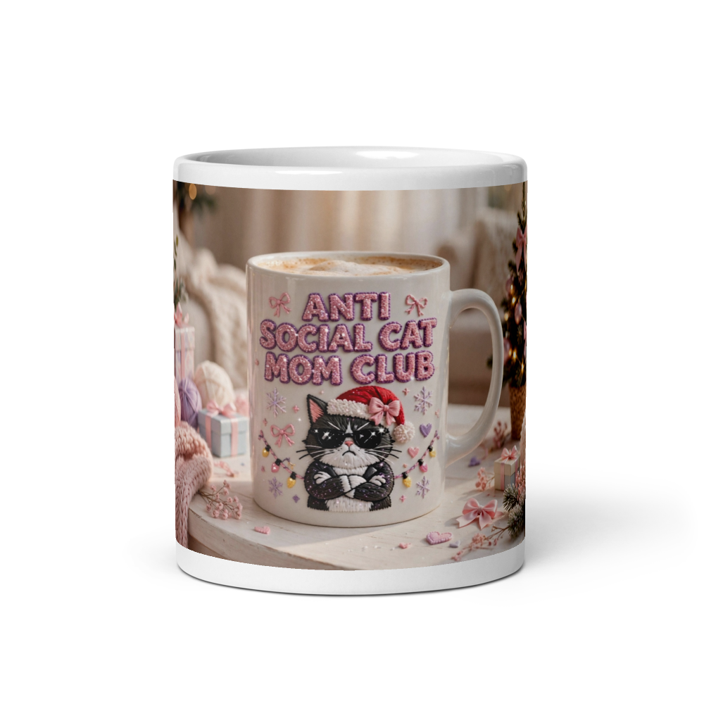 Anti Social Cat Mom Club Mug - Funny Grumpy Cat 