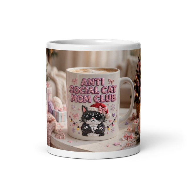 Anti Social Cat Mom Club Mug - Funny Grumpy Cat