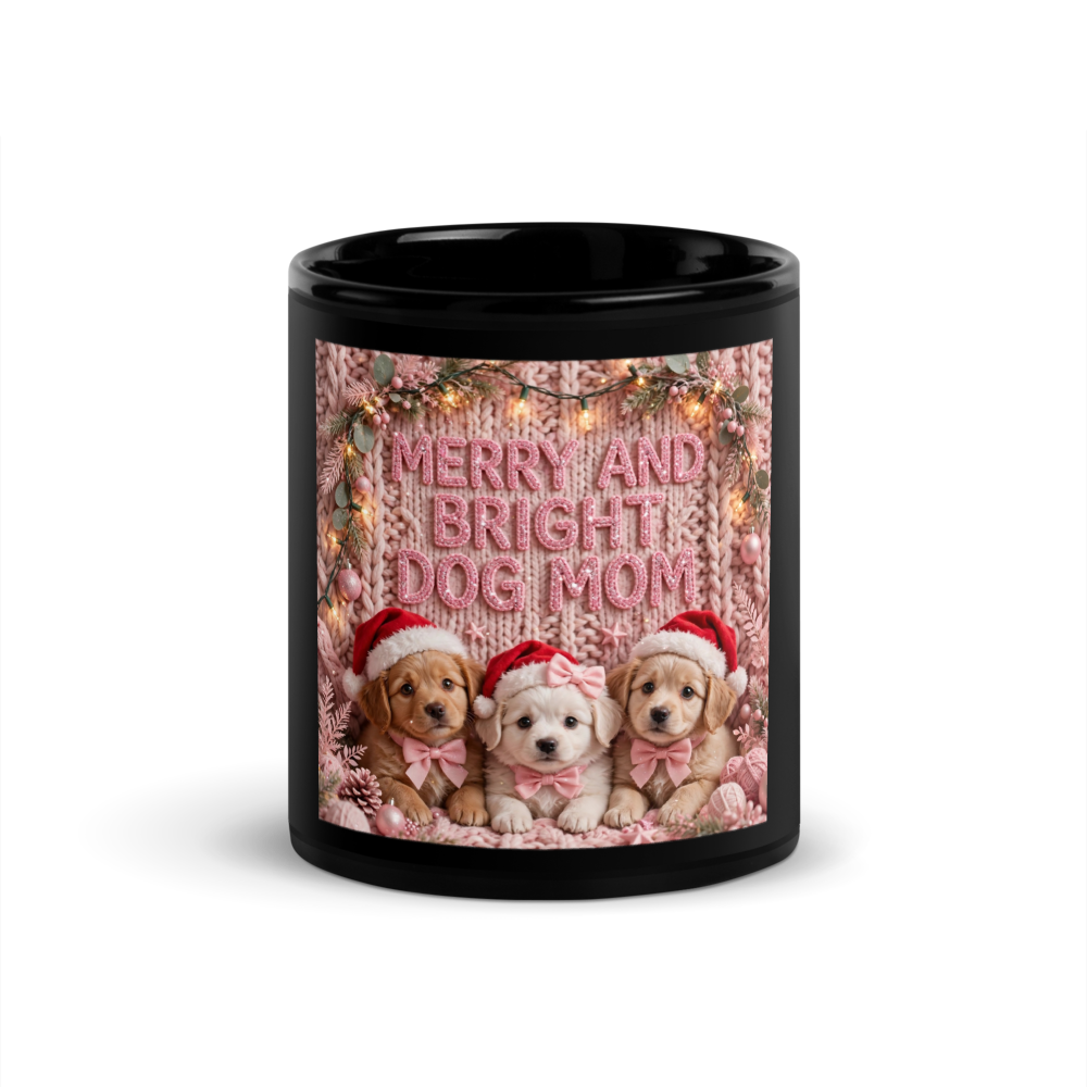 Merry And Bright Dog Mom Mug-Christmas Dog Mom Mug