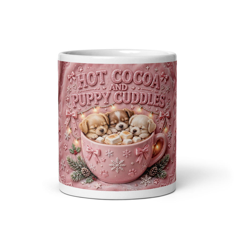 Hot Cocoa And Puppy Cuddles Mug-Christmas Dog Mug