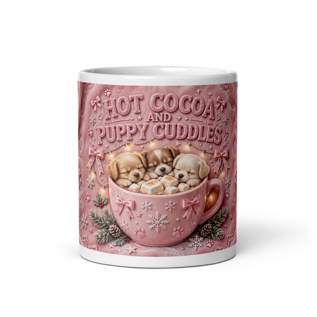 Hot Cocoa And Puppy Cuddles Mug-Christmas Dog Mug