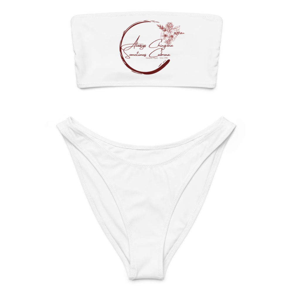 Kukulkan White Bandeau Bikini: Women Empowerment 