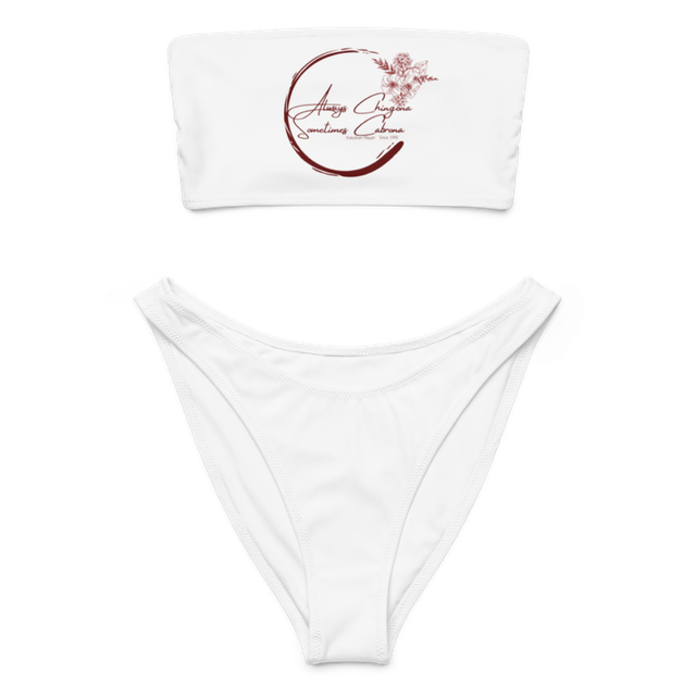 Kukulkan White Bandeau Bikini: Women Empowerment