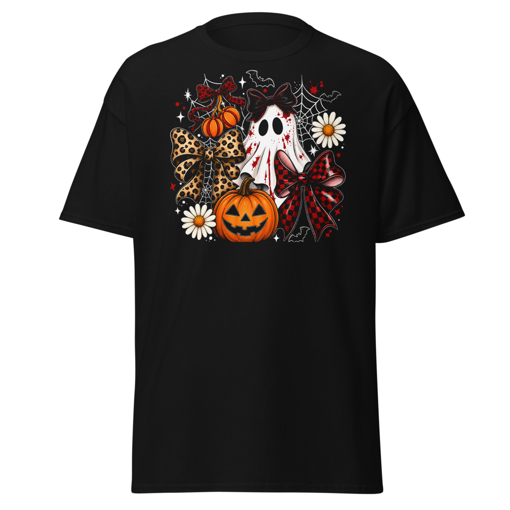 Spooky Ghost Pumpkin Leopard Halloween T-Shirt