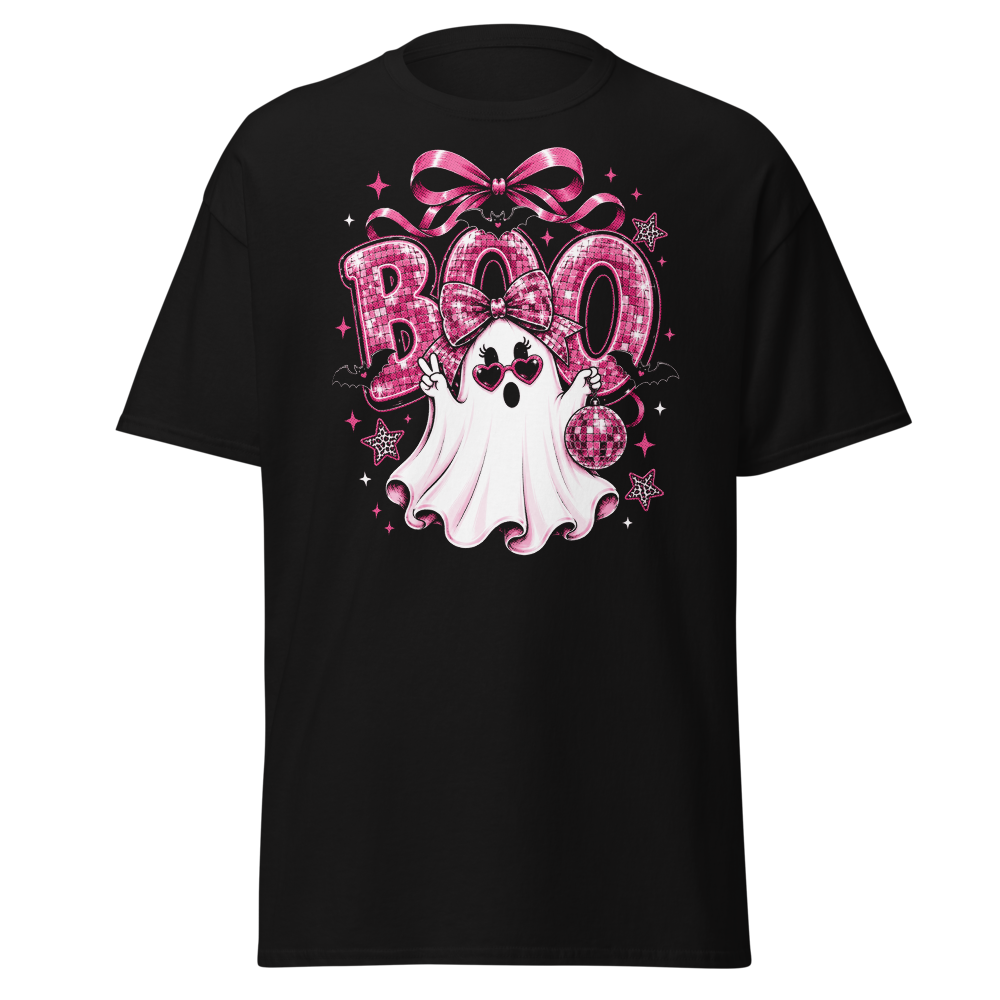 Cute BOO Ghost Pink Bow Halloween T-Shirt