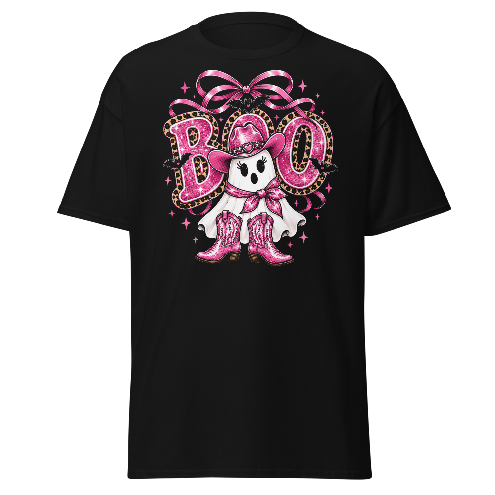 Cute BOO Ghost Pink Bow Halloween T-Shirt