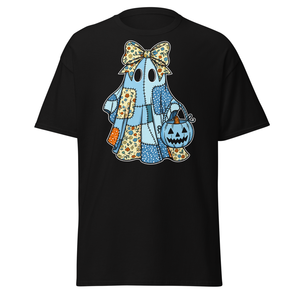 Cute Patchwork Ghost Halloween Pumpkin T-Shirt