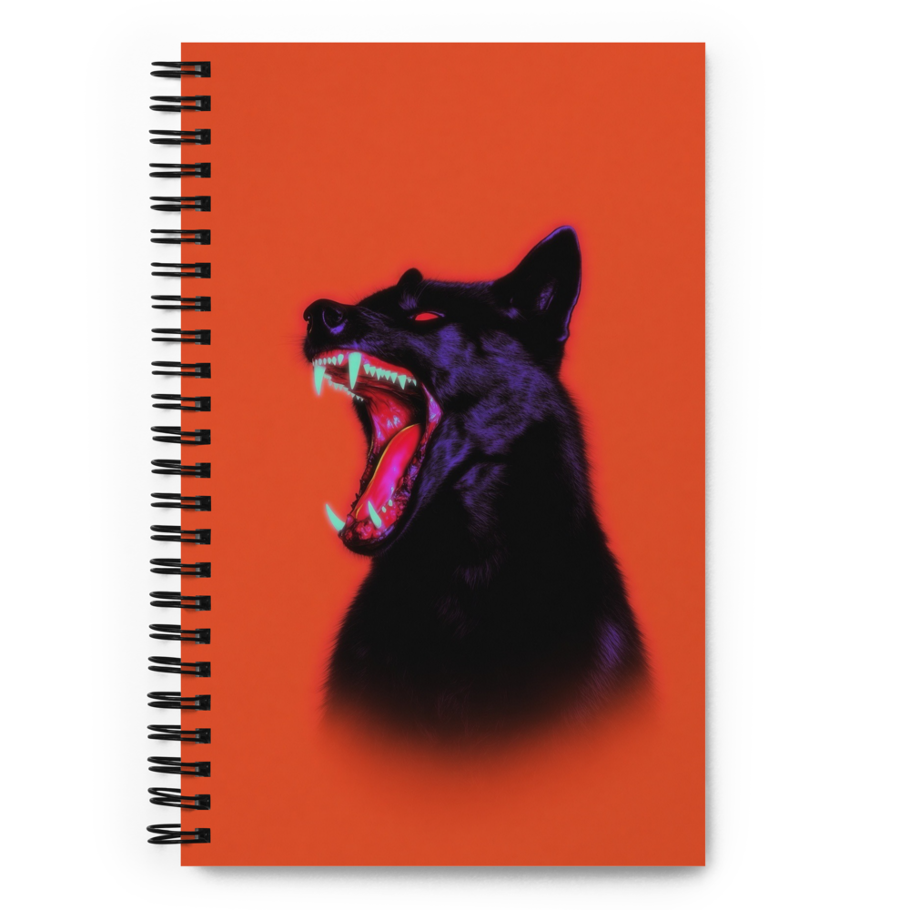 Orange Wolf Dotted Spiral Notebook