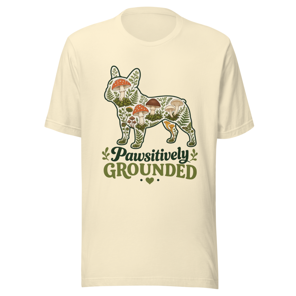 Pawsitively Grounded Botanical Frenchie T-Shirt