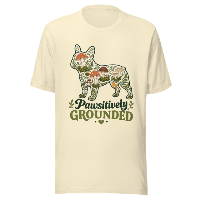 Pawsitively Grounded Botanical Frenchie T-Shirt