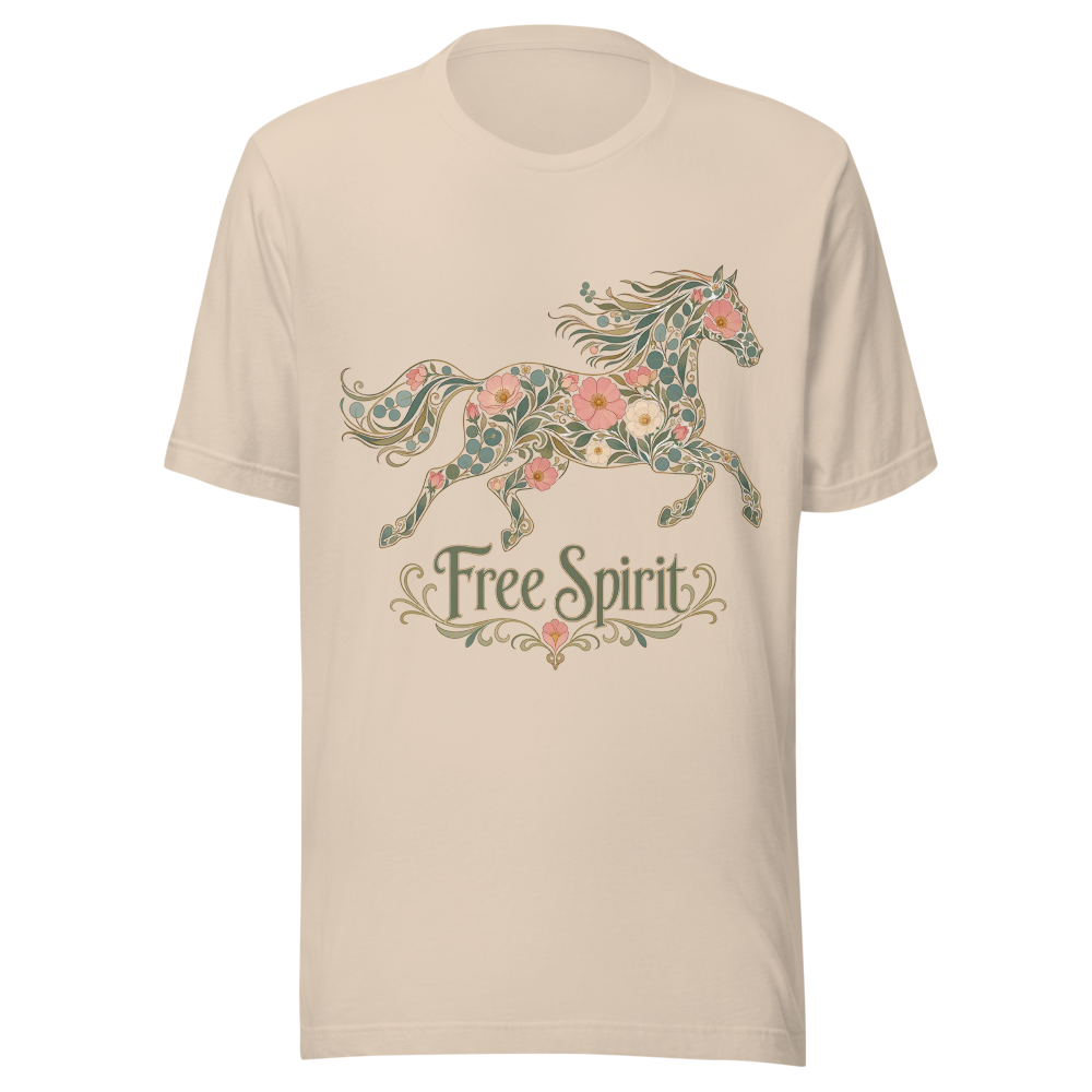 Free Spirit Botanical Floral Horse T-Shirt