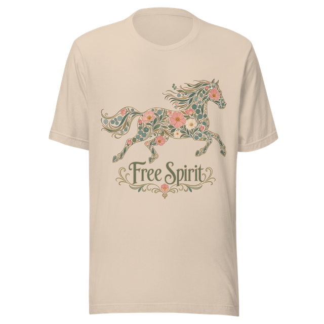 Free Spirit Botanical Floral Horse T-Shirt
