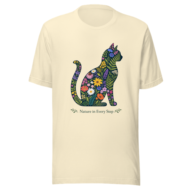 Nature in Every Step Floral Cat T-Shirt